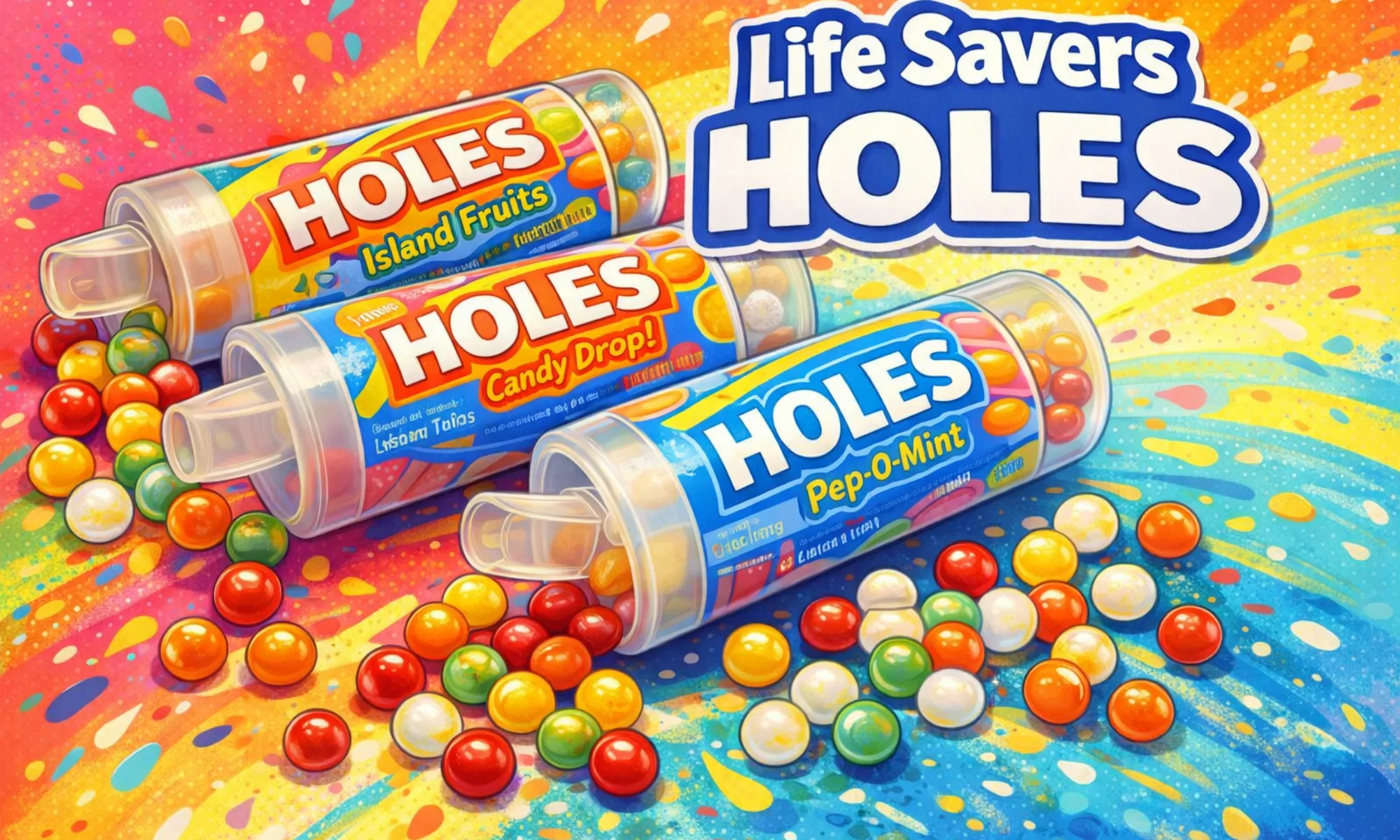Vintage Life Savers Holes candy packaging from the early 1990s