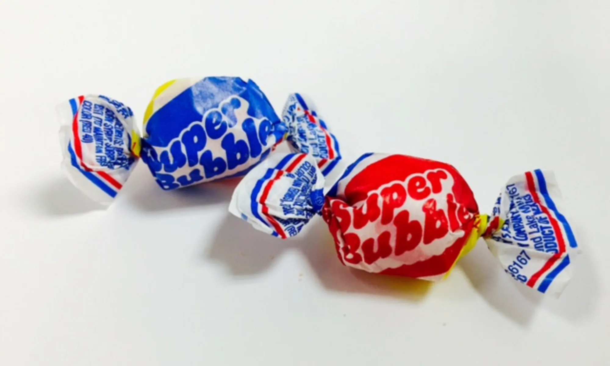 Vintage Super Bubble gum pieces and wrapper packaging