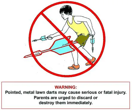 Lawn darts safety warning graphic